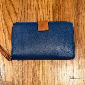 Dooney & Bourke Blue Leather Wallet with Tan Accent